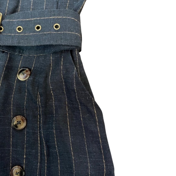 Forever 21 Linen Belted Pinstripe Summer Dress - Picture 4 of 8